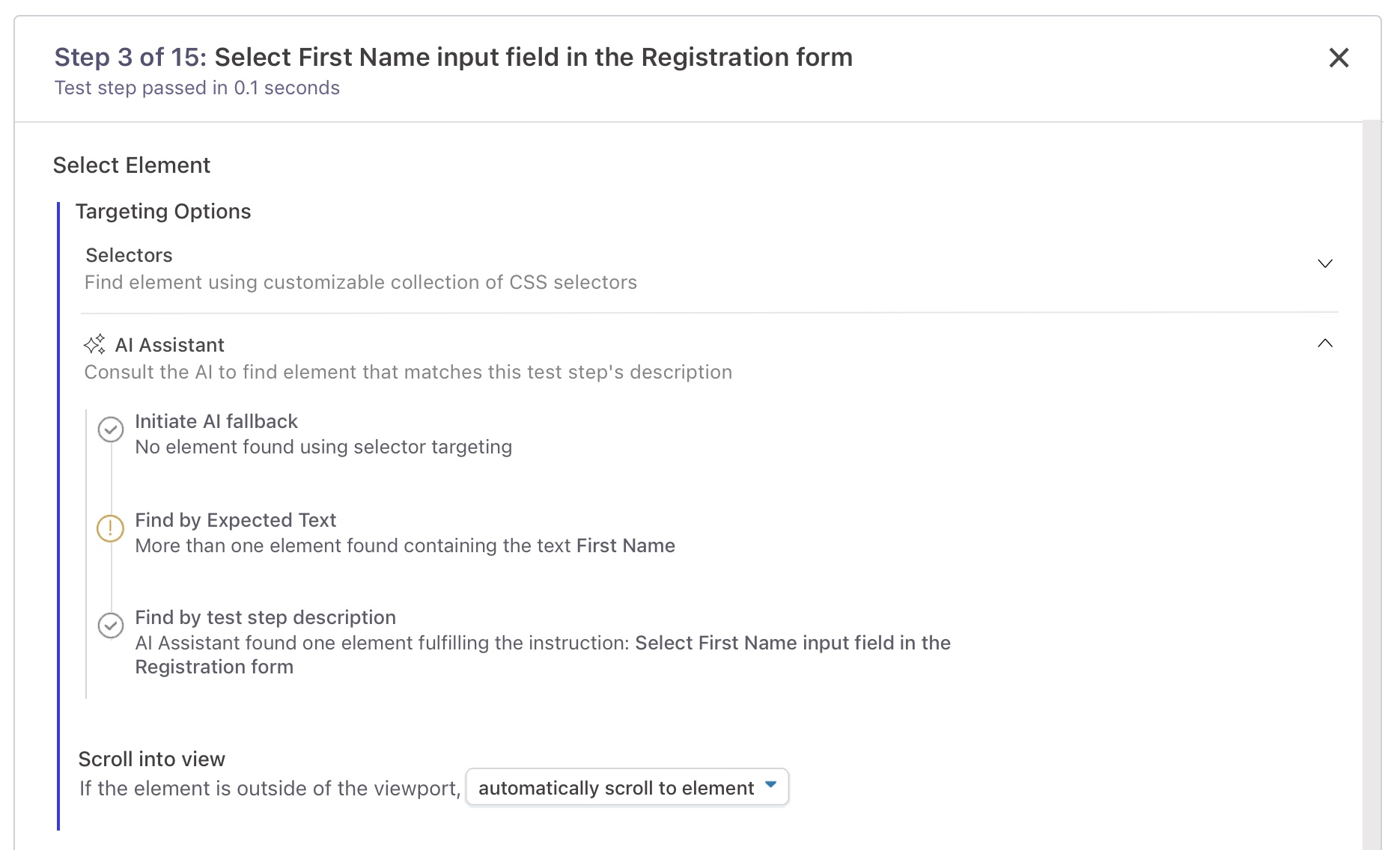 Gen AI 測試指令輸入與無程式碼自動化畫面